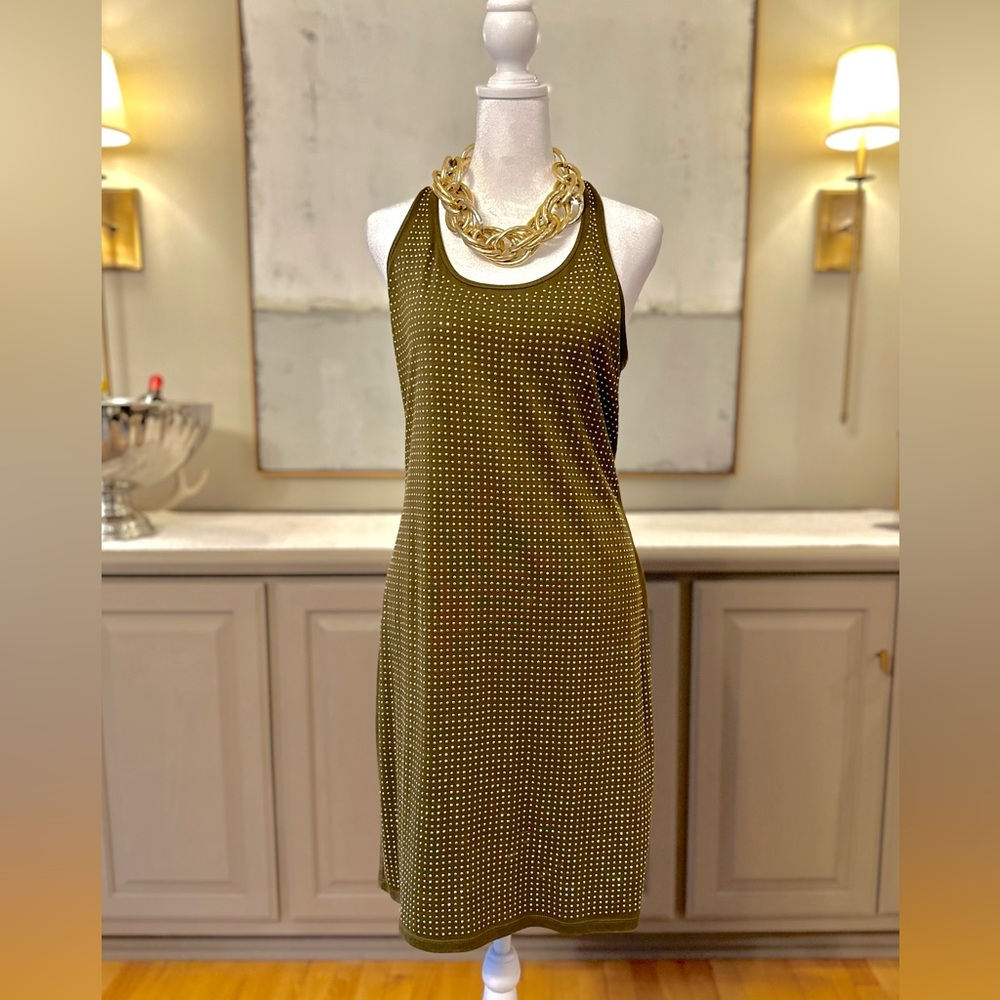 Jennifer Lopez army green studded tank top dress SMALL